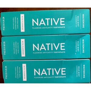 3 PACK Native Whitening Toothpaste WILD MINT, With Flouride 4.1oz NEW Exp 10/27